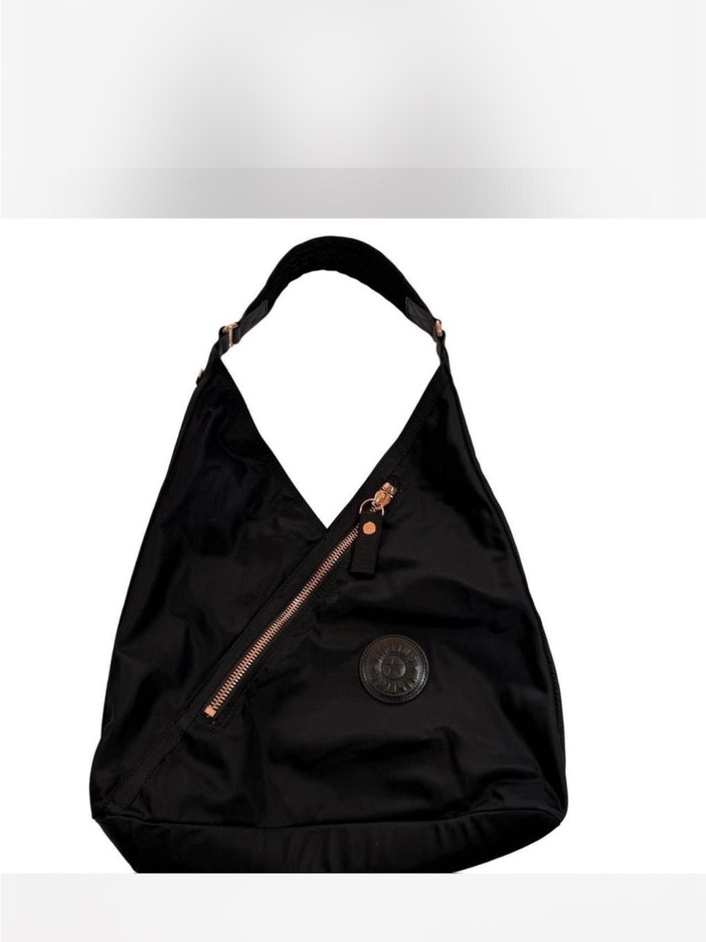 Kipling Black Shoulder Hobo Bag with Rose Gold Zipper